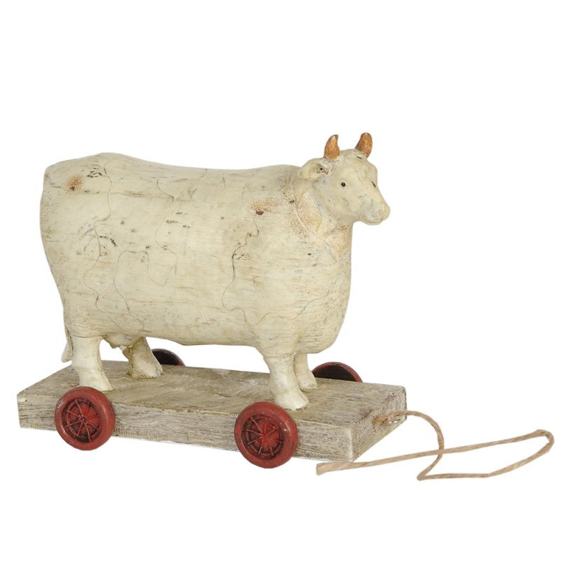Beeld Koe 14x7x12 cm Wit Polyresin Woonaccessoires - productfoto Noby's Kadoshop