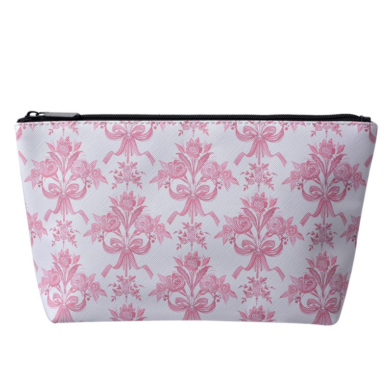 Toilettas Dames 26x6x16 cm Wit Roze Kunststof Bloemen
