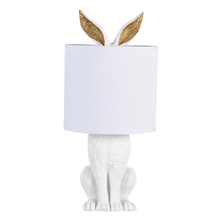 TAFELLAMP KONIJN Ø 20X45 CM WIT POLYRESIN BUREAULAMP - productfoto Noby's Kadoshop