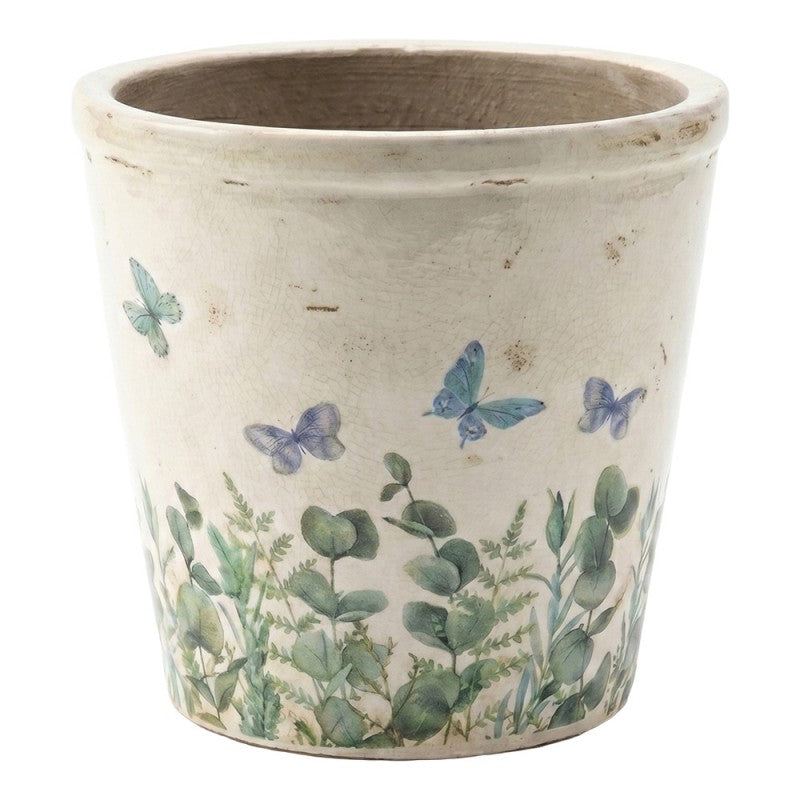Bloempot Beige Keramiek Vlinder - productfoto Noby's Kadoshop