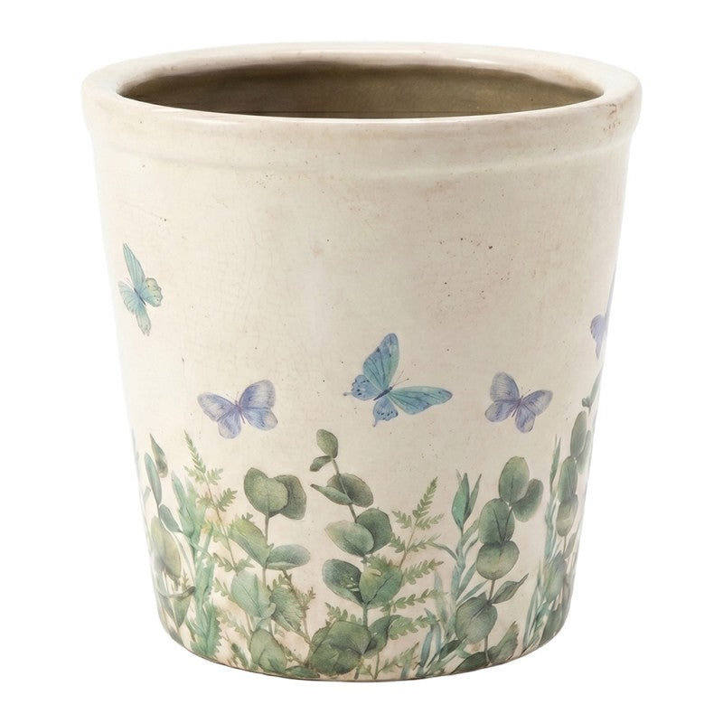 Bloempot Beige Keramiek Vlinder - productfoto Noby's Kadoshop