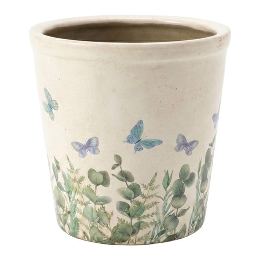 Bloempot Beige Keramiek Vlinder - productfoto Noby's Kadoshop
