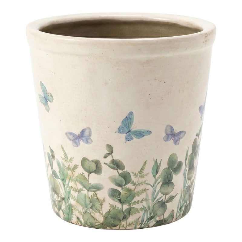 Bloempot Beige Keramiek Vlinder - productfoto Noby's Kadoshop
