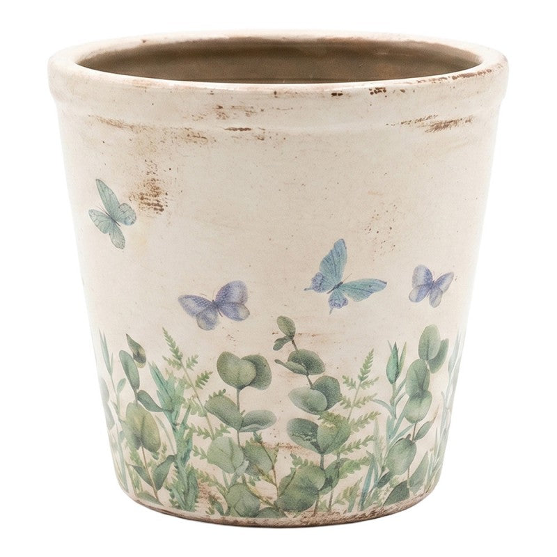 Bloempot Beige Keramiek Vlinder - productfoto Noby's Kadoshop