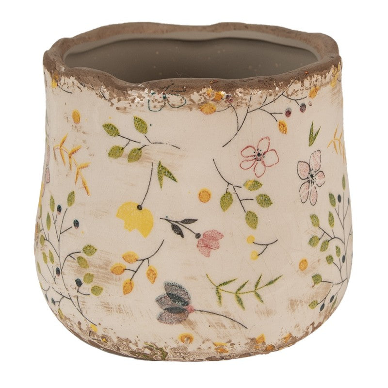 Bloempot Ø 11x10 cm Beige Geel Keramiek Bloemen Bloempot Binnen - productfoto Noby's Kadoshop