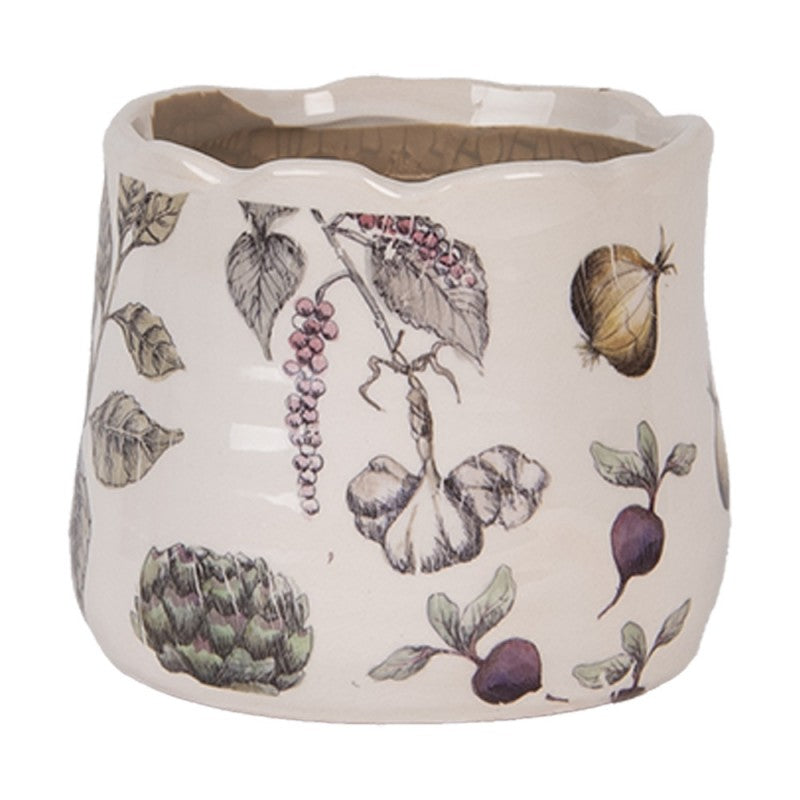 Bloempot Ø 11x10 cm Beige Keramiek Groenten - productfoto Noby's Kadoshop
