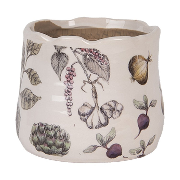 Bloempot Ø 11x10 cm Beige Keramiek Groenten - productfoto Noby's Kadoshop