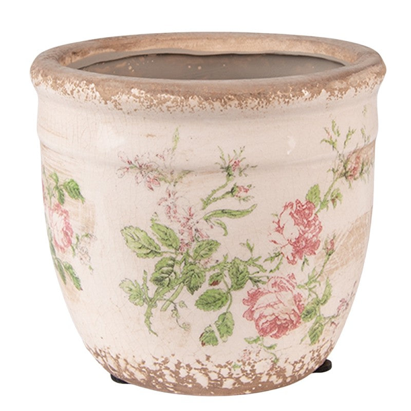 Bloempot Ø 12x11 cm Roze Beige Keramiek Bloemen Bloempot Binnen - productfoto Noby's Kadoshop