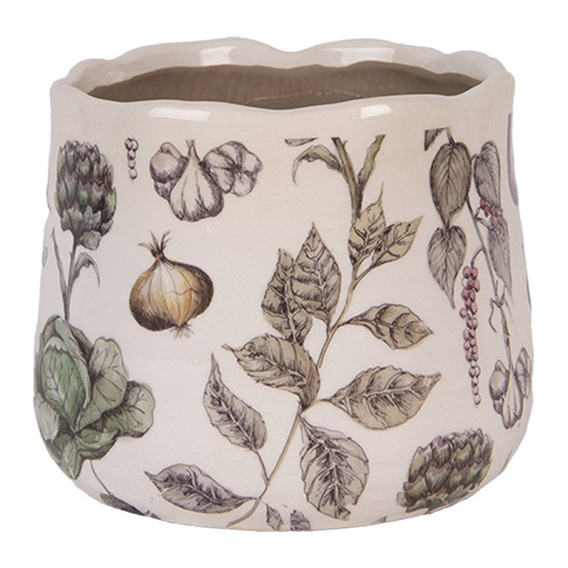 Bloempot Ø 14x12 cm Beige Keramiek Groenten - productfoto Noby's Kadoshop