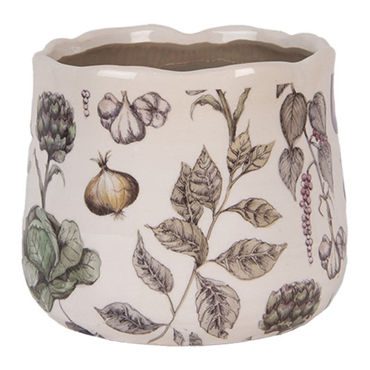 Bloempot Ø 14x12 cm Beige Keramiek Groenten - productfoto Noby's Kadoshop