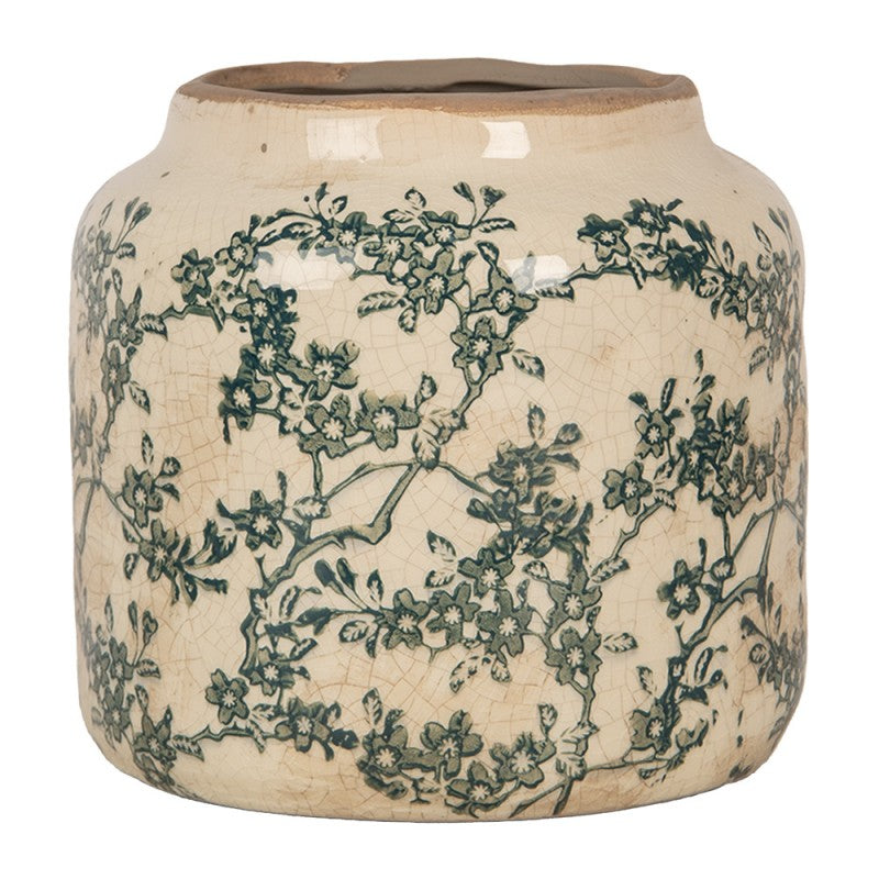 Bloempot Ø 15x14 cm Beige Keramiek Bloemen - productfoto Noby's Kadoshop