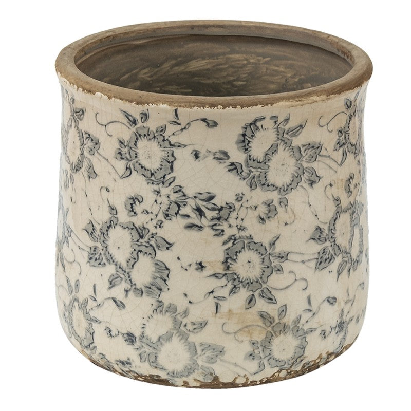 Bloempot Ø 17x16 cm Grijs Beige Keramiek Bloemen Bloempot Binnen - productfoto Noby's Kadoshop