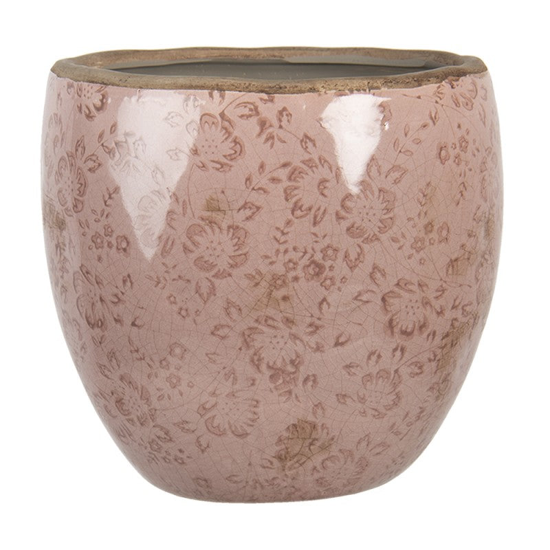 Bloempot Ø 18x17 cm Roze Keramiek Bloemen Bloempot Binnen - productfoto Noby's Kadoshop
