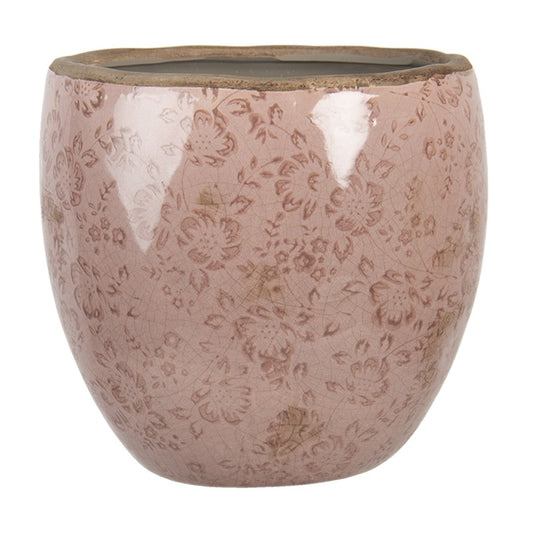 Bloempot Ø 18x17 cm Roze Keramiek Bloemen Bloempot Binnen - productfoto Noby's Kadoshop