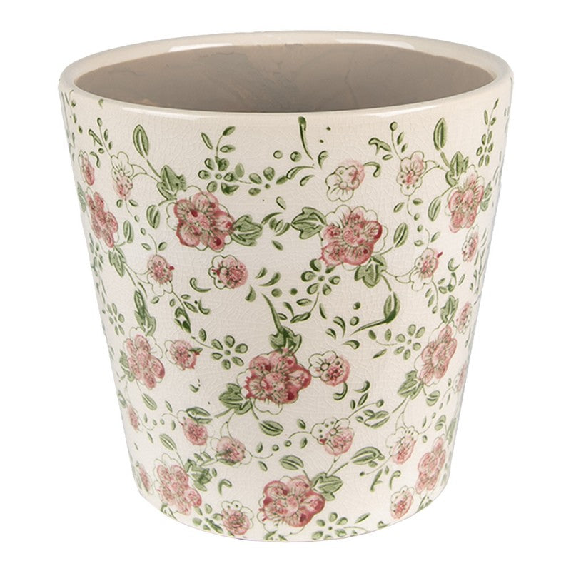 Bloempot Ø 19x18 cm Roze Beige Keramiek Bloemen Bloempot Binnen - productfoto Noby's Kadoshop