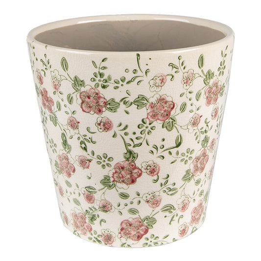 Bloempot Ø 19x18 cm Roze Beige Keramiek Bloemen Bloempot Binnen - productfoto Noby's Kadoshop
