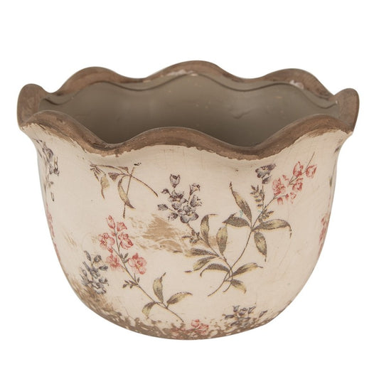 Bloempot Ø 20x13 cm Beige Roze Keramiek Bloemen Bloempot Binnen - productfoto Noby's Kadoshop