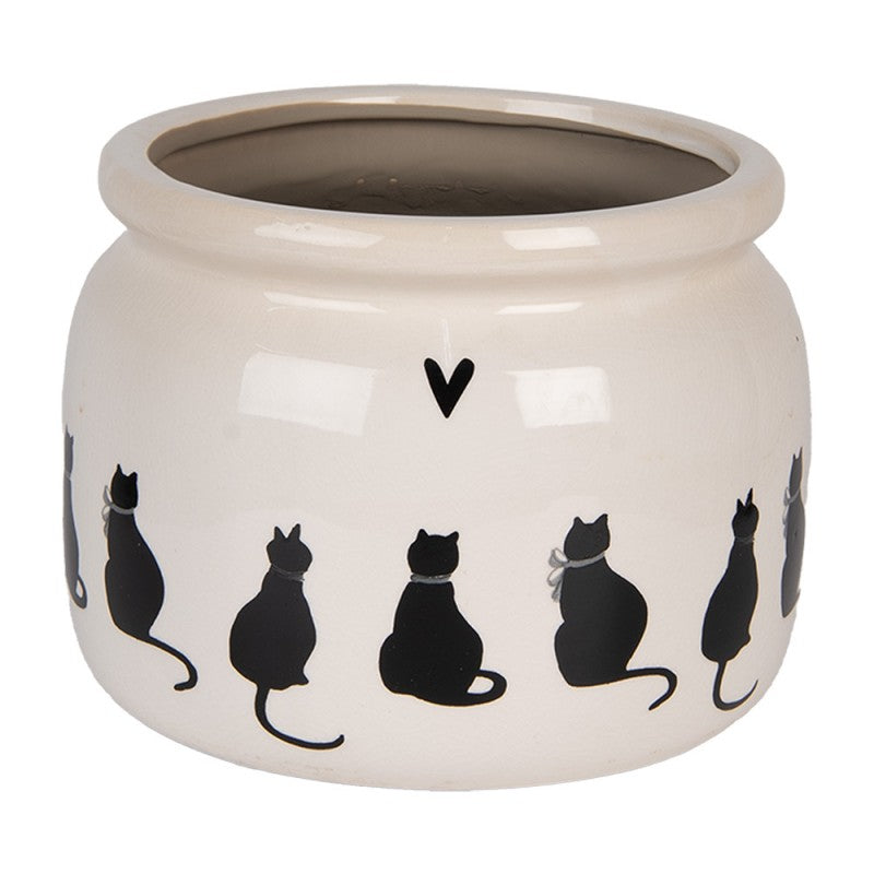 Bloempot Ø 20x15 cm Beige Keramiek Katten - productfoto Noby's Kadoshop