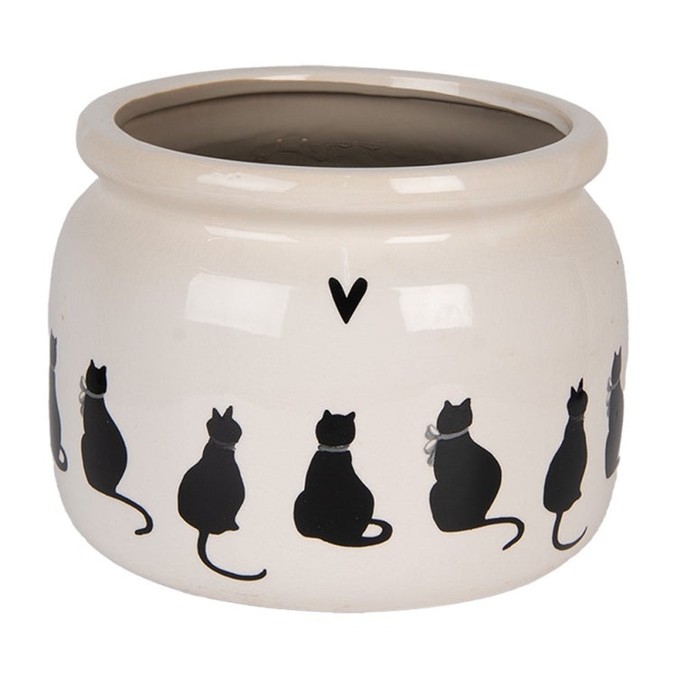 Bloempot Ø 20x15 cm Beige Keramiek Katten - productfoto Noby's Kadoshop