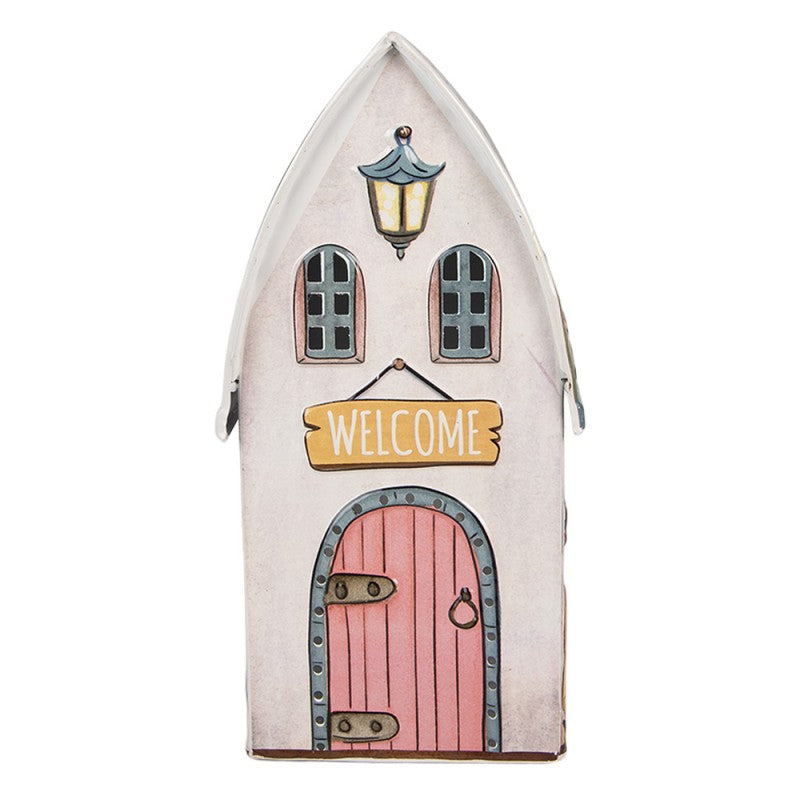 Decoratie Beeld Huis 12x11x23 cm Beige Metaal - productfoto Noby's Kadoshop