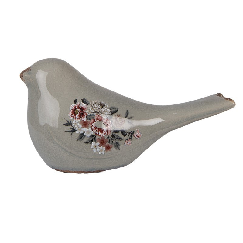 Decoratie Beeld Vogel 25x10x13 cm Grijs Keramiek - productfoto Noby's Kadoshop