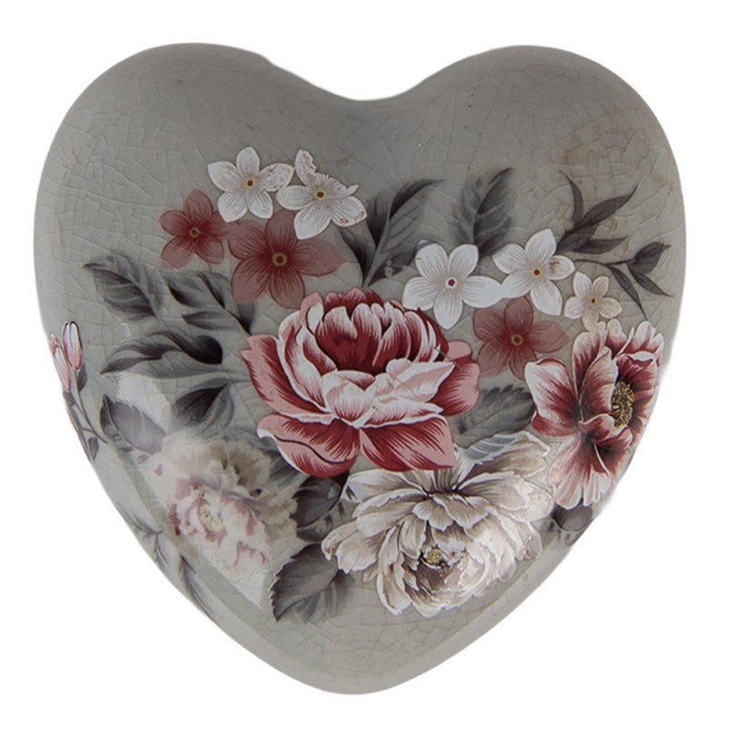 Decoratie Hart 8x8x4 cm Bloemen - productfoto Noby's Kadoshop