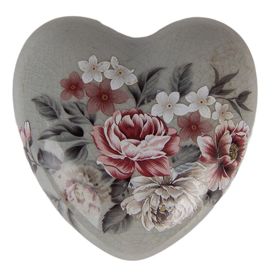 Decoratie Hart 8x8x4 cm Bloemen - productfoto Noby's Kadoshop