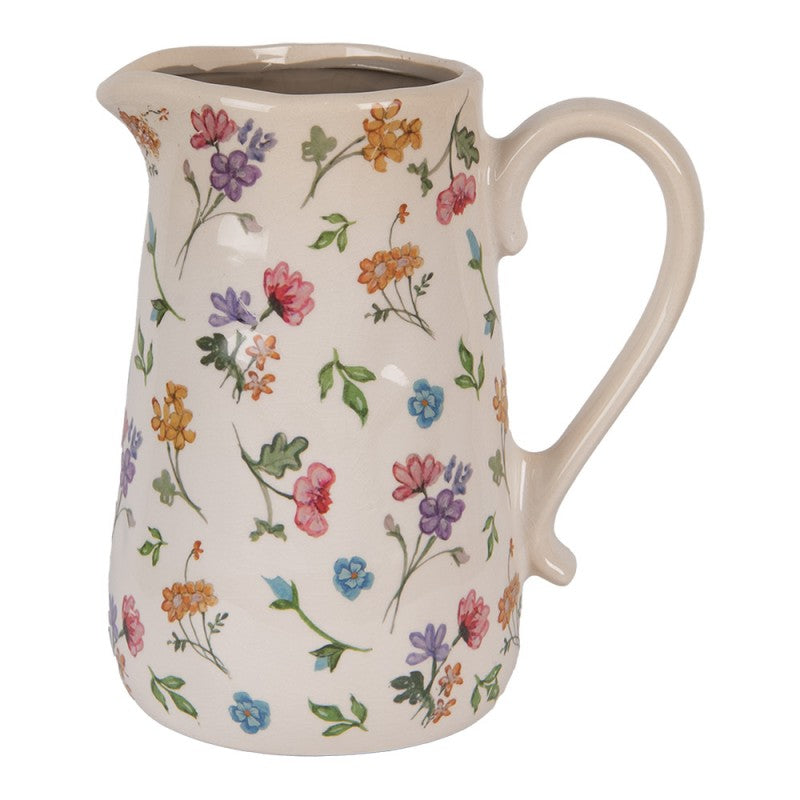 Decoratie Kan 21x15x23 cm Beige Keramiek Bloemen - productfoto Noby's Kadoshop