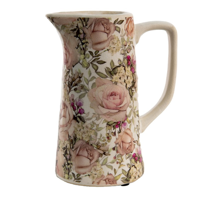 Decoratie Kan 750 ml Roze Keramiek Bloemen Waterkan - productfoto Noby's Kadoshop
