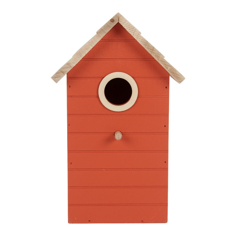 Decoratie Vogelhuis 15x10x22 cm Rood Hout - productfoto Noby's Kadoshop