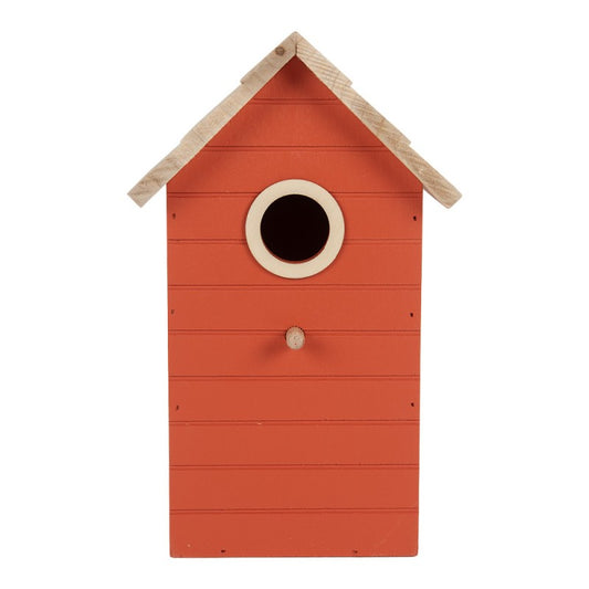 Decoratie Vogelhuis 15x10x22 cm Rood Hout - productfoto Noby's Kadoshop