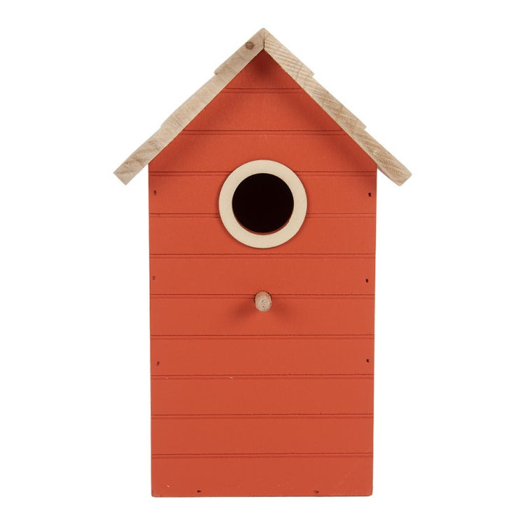 Decoratie Vogelhuis 15x10x22 cm Rood Hout - productfoto Noby's Kadoshop