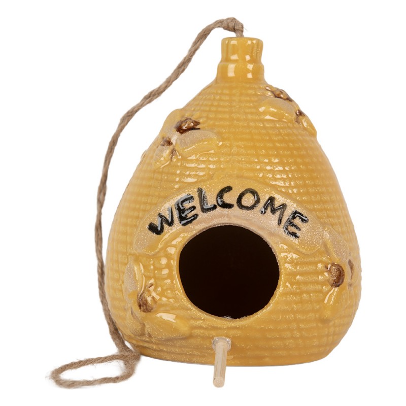 Decoratie Vogelhuis Ø 11x14 cm Geel Keramiek - productfoto Noby's Kadoshop