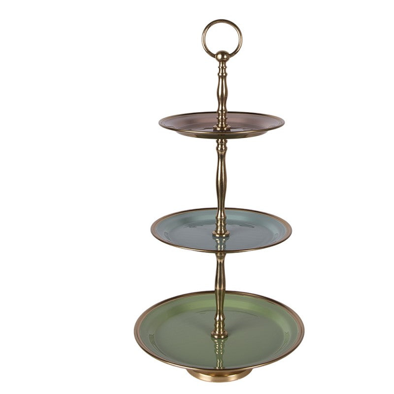 Etagère 3 laags Ø 27x51 cm Groen Stainless Steel - productfoto Noby's Kadoshop