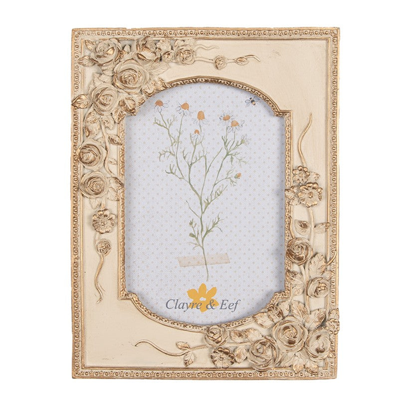Fotolijst 10x15 cm Beige Goudkleurig Kunststof Fotokader - productfoto Noby's Kadoshop