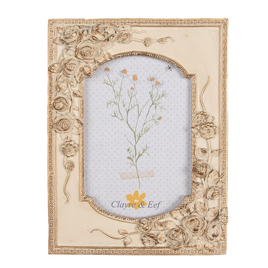 Fotolijst 10x15 cm Beige Goudkleurig Kunststof Fotokader - productfoto Noby's Kadoshop