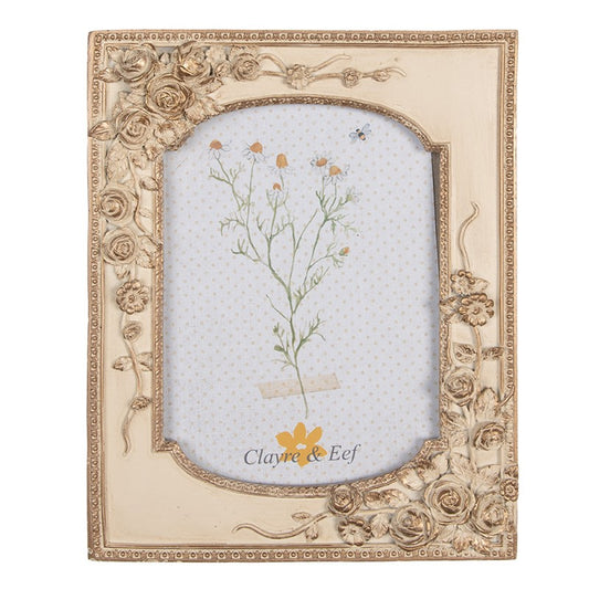 Fotolijst 13x18 cm Beige Goudkleurig Kunststof Fotokader - productfoto Noby's Kadoshop