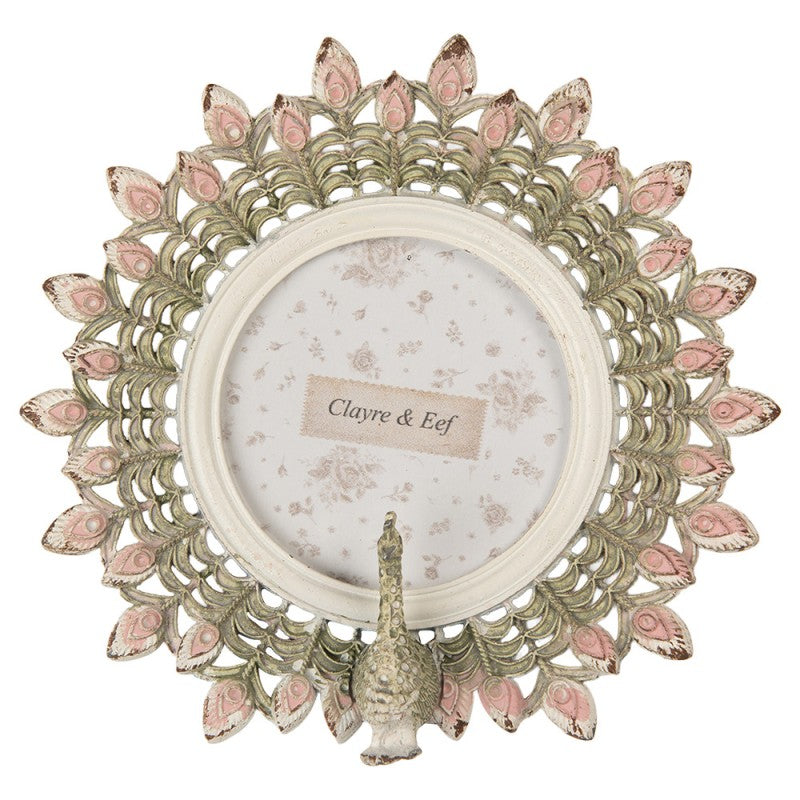Fotolijst Pauw Ø 8 cm Roze Kunststof - productfoto Noby's Kadoshop