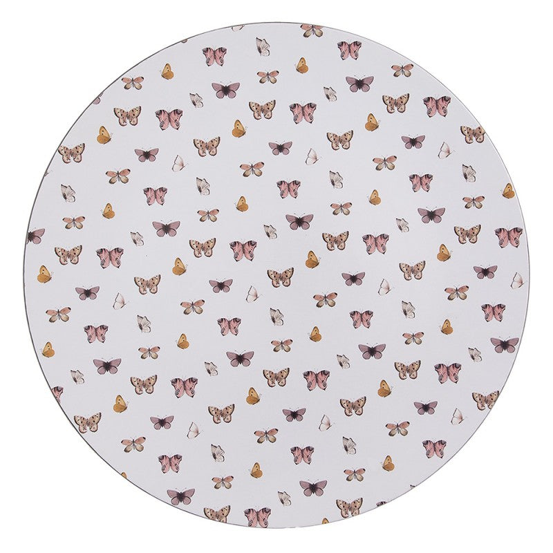 Onderbord Ø 33 cm Wit Kunststof Vlinders - productfoto Noby's Kadoshop