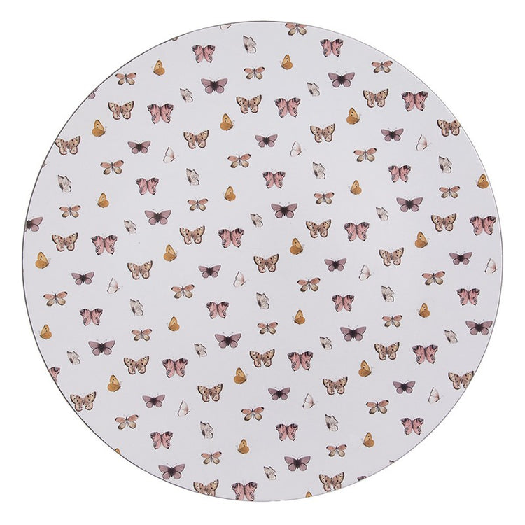 Onderbord Ø 33 cm Wit Kunststof Vlinders - productfoto Noby's Kadoshop