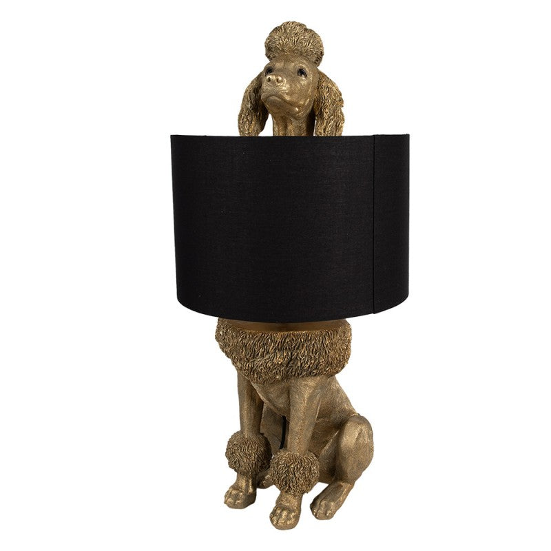 Tafellamp Hond Poedel 30x28x57 cm Goudkleurig Zwart Polyresin Bureau - productfoto Noby's Kadoshop