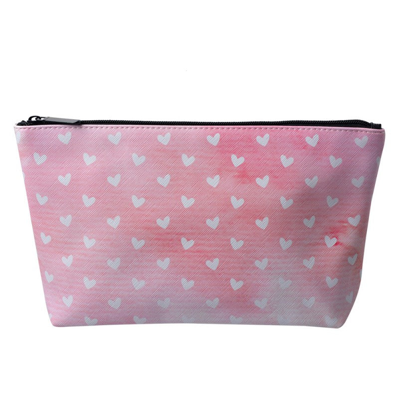Toilettas Dames 26x6x16 cm Roze Wit Kunststof Hartjes