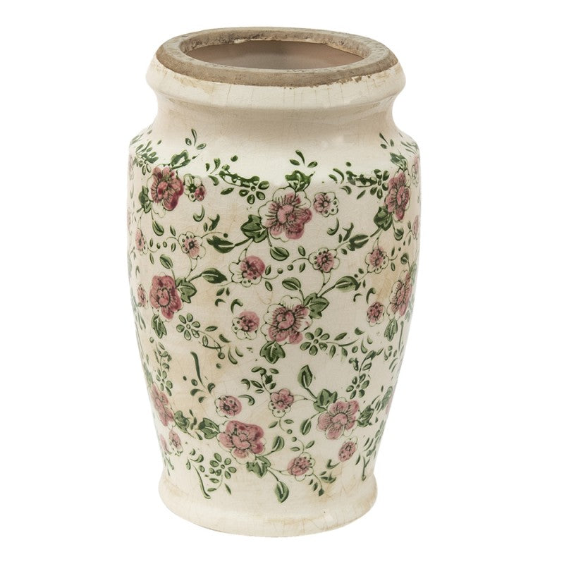 Vaas Ø 15x26 cm Roze Beige Keramiek Bloemen Decoratie Vaas - productfoto Noby's Kadoshop