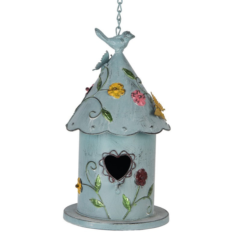 Vogelhuis 16x19x29 cm Blauw Metaal - productfoto Noby's Kadoshop
